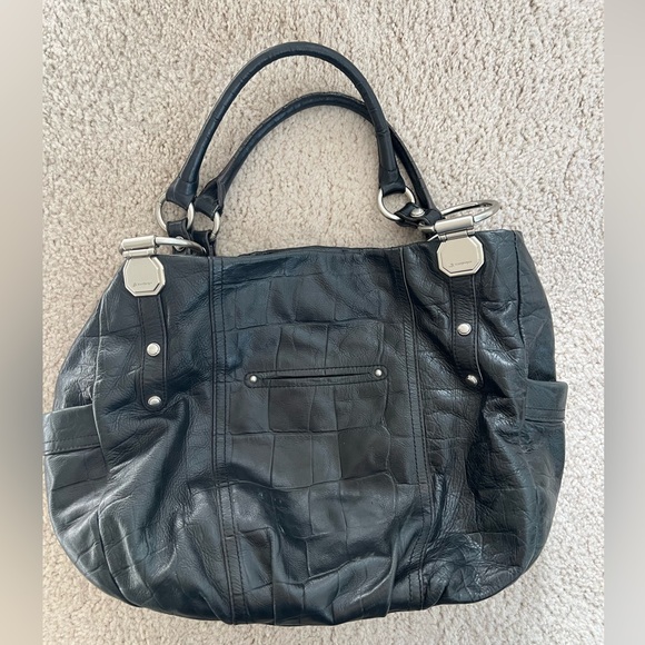 B. Makowski Large Leather Shoulder Bag - Picture 1 of 6